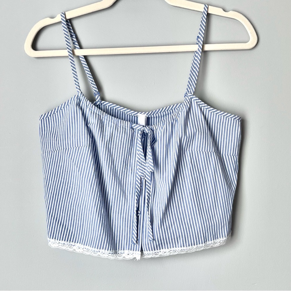 SKIMS Cotton Poplin Cami | Cadet Stripe | Size XS